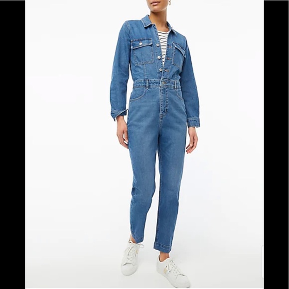 J.Crew Denim Collared Utility Jumpsuit - Picture 2 of 9